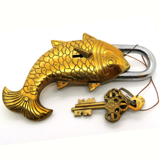Brass fish puzzle lock DAI-16 image