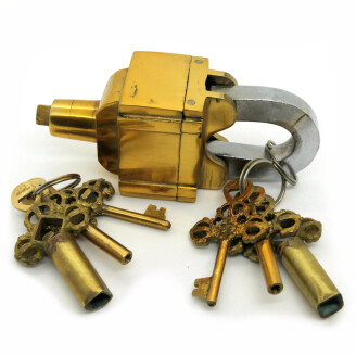 Brass square puzzle lock DAI-2 image